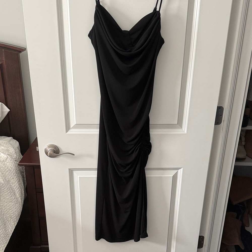 Steve Madden Black Cowl Neck Midi Slip Dress